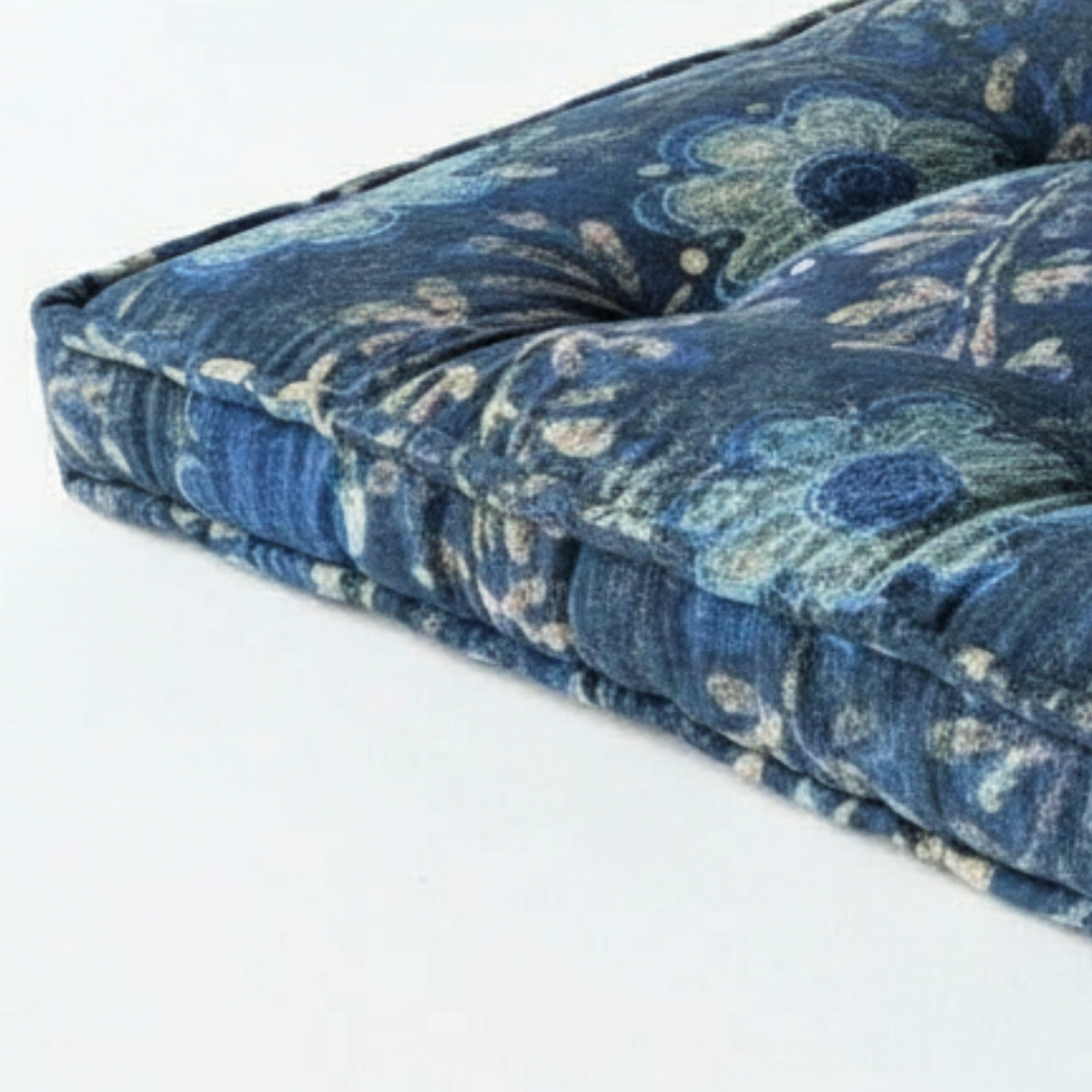 Josie - Blue Floral Block Print Dog Bed
