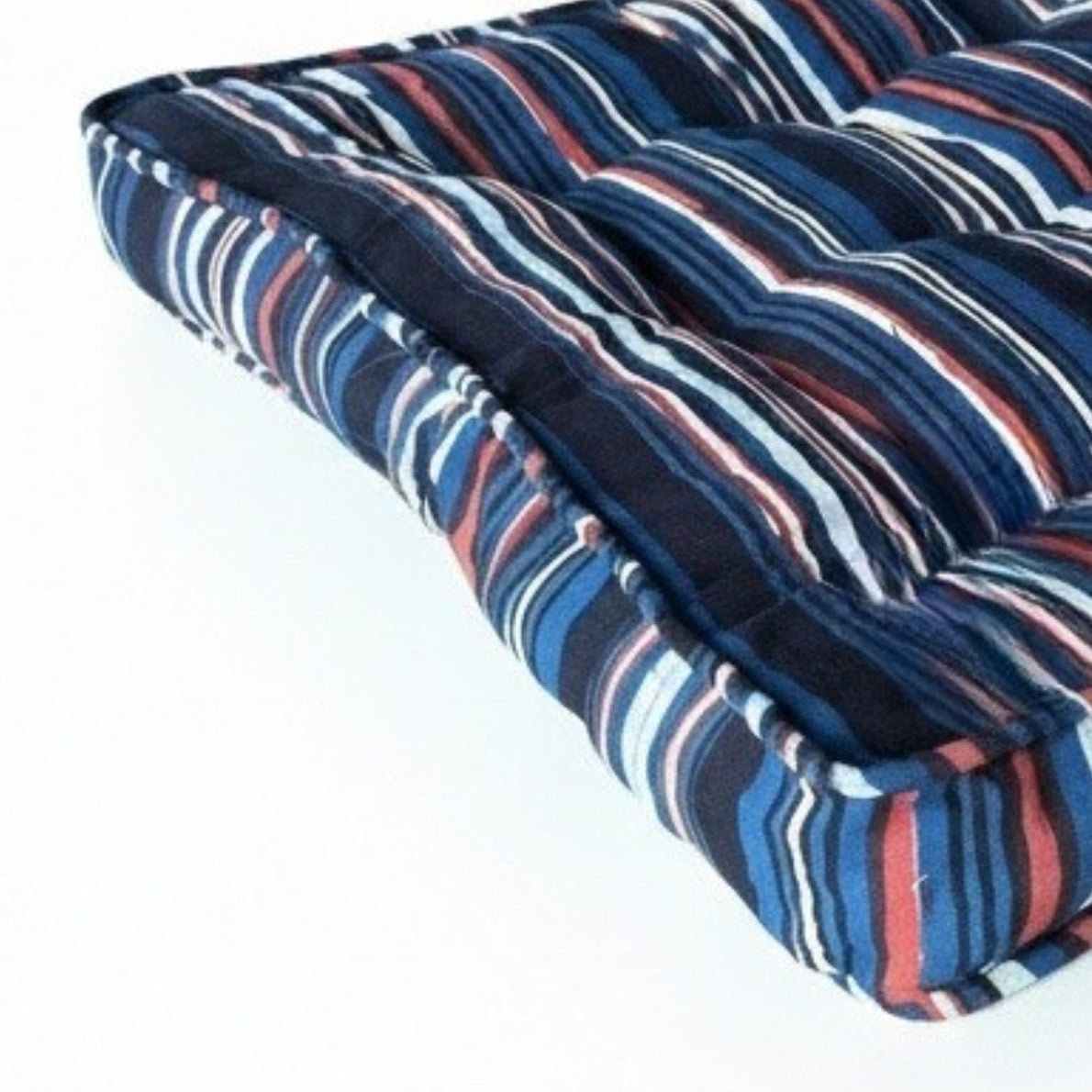 Duke - Striped Block-Printed Dog Bed in Red, White, and Blue Stripe