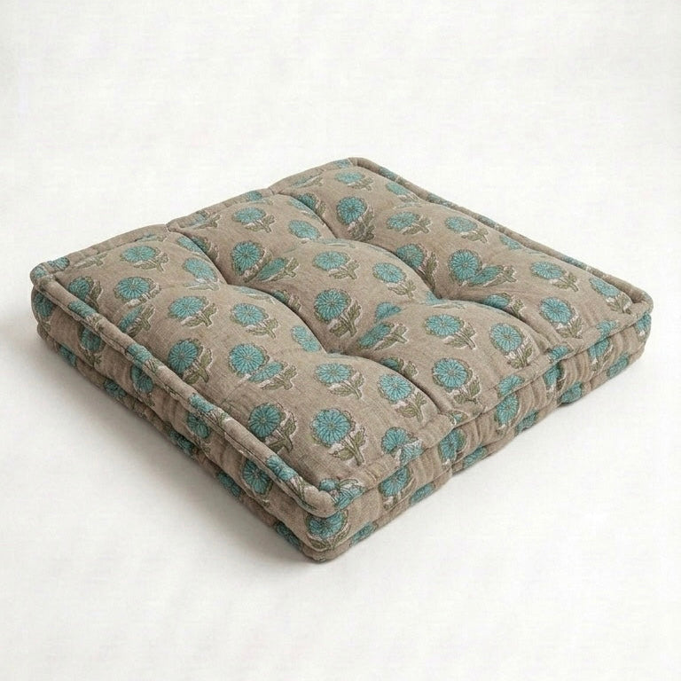 Patterned seat cushion on a white background