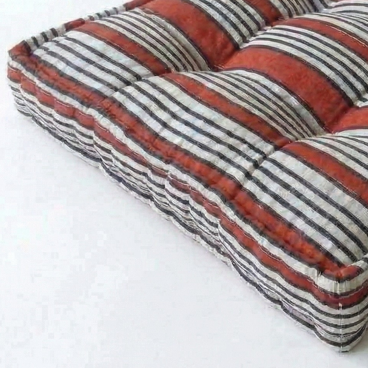 Kirby - Red, Black and White Striped Block Print Dog Bed