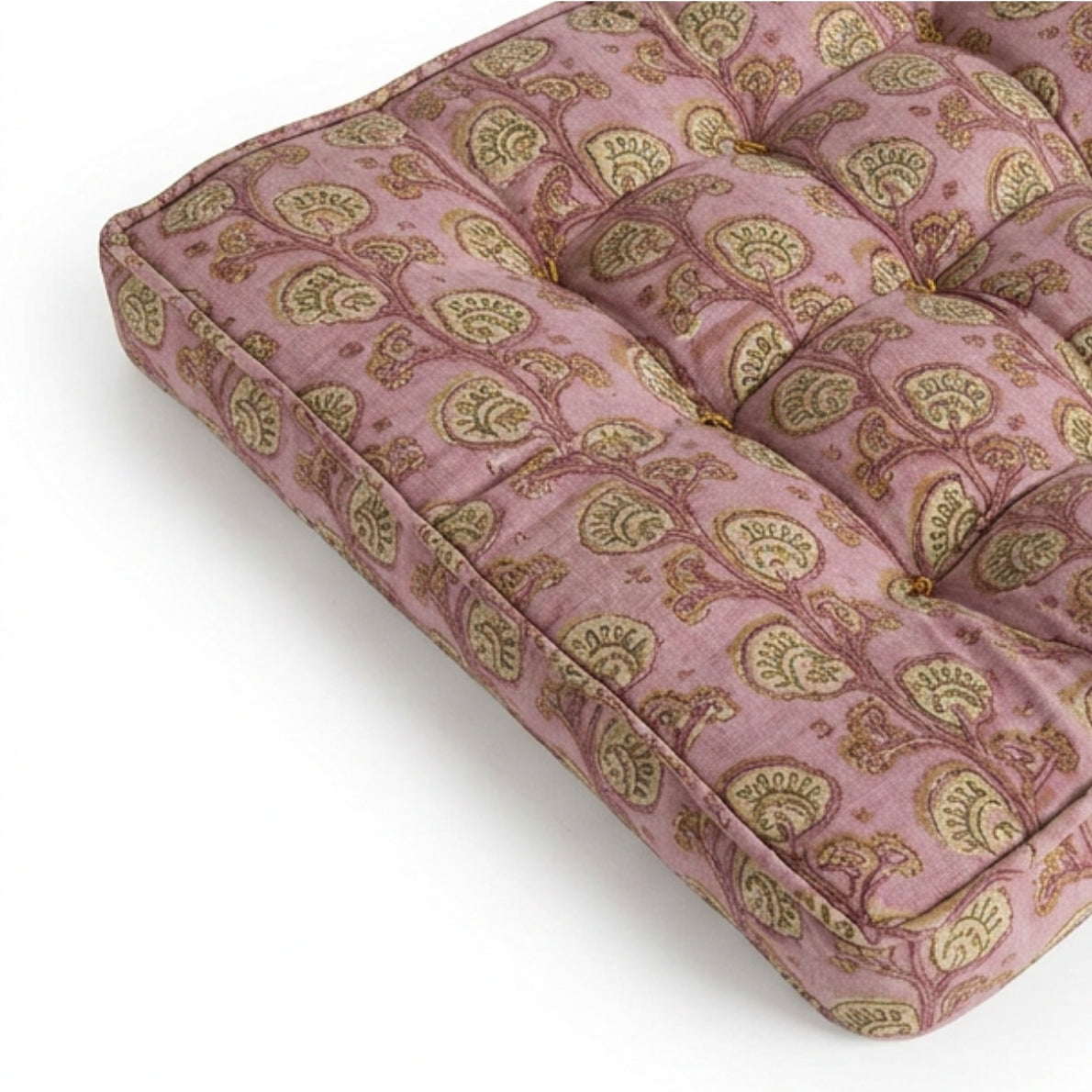 Aunt Sassy - Pink and Beige Floral Vine Block Print Dog Bed