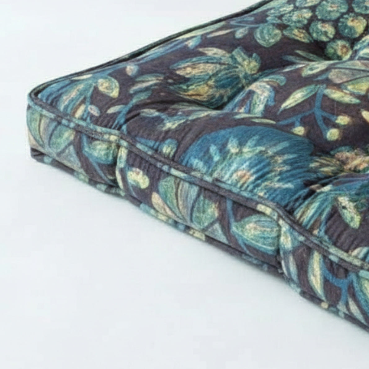 Miss Havisham - Black, Turquoise, Blue and Green Floral Dog Bed