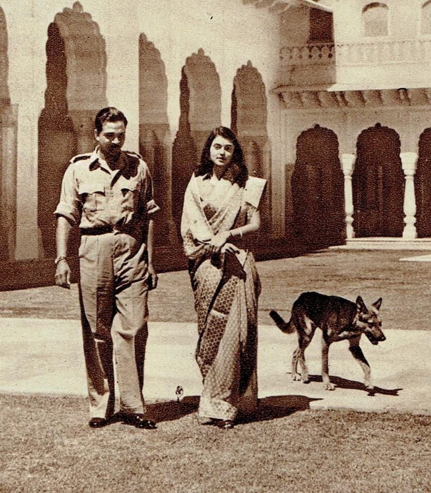 Maharaja of Jaipur Maharani Gayetri Devi and Beloved Dog