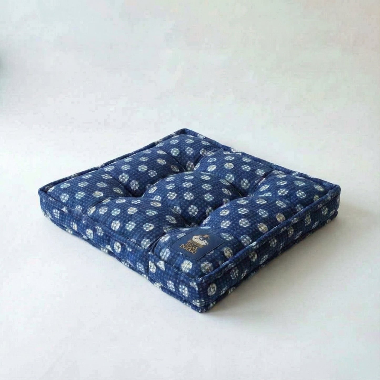 Sonu - Blue Multi White Polka Dot Print Dog Bed