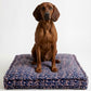 Large Blue and Red Block Print Dog Bed 