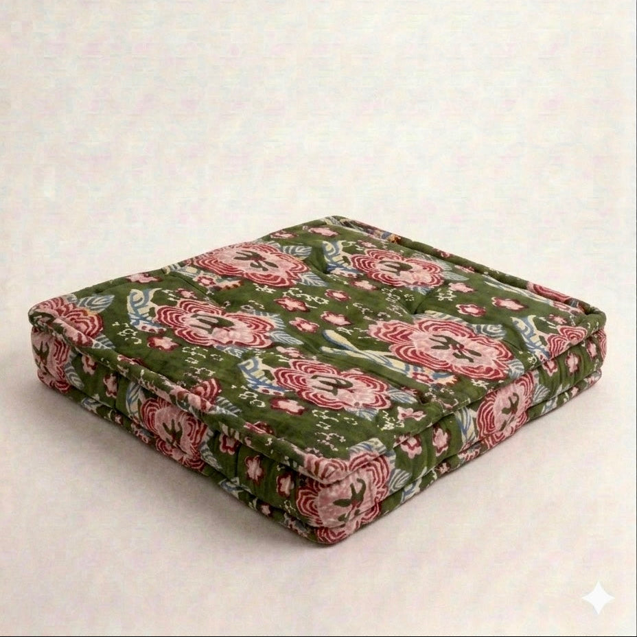 Floral-patterned fabric on a white background