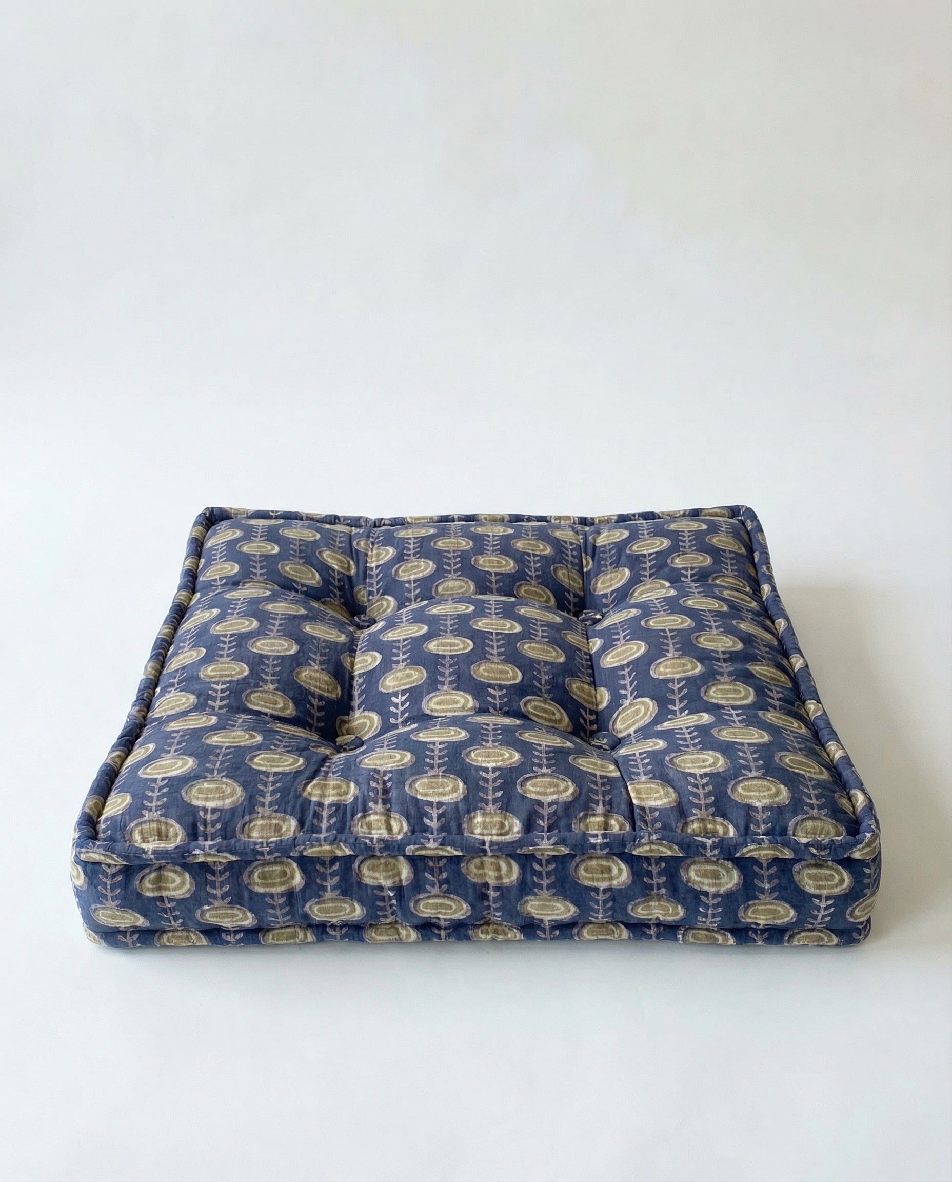 Grey and Beige Mod Block Print Dog Bed