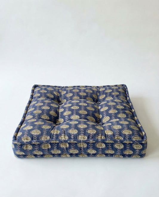 Grey and Beige Mod Block Print Dog Bed