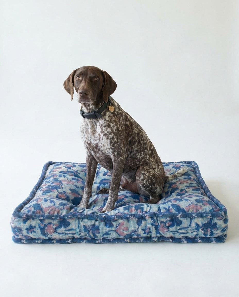 Loretta - Indigo & Light Blue Lattice Floral