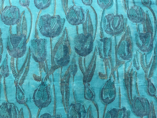 Green Tulip Blockprinted Luxury Dog Bed