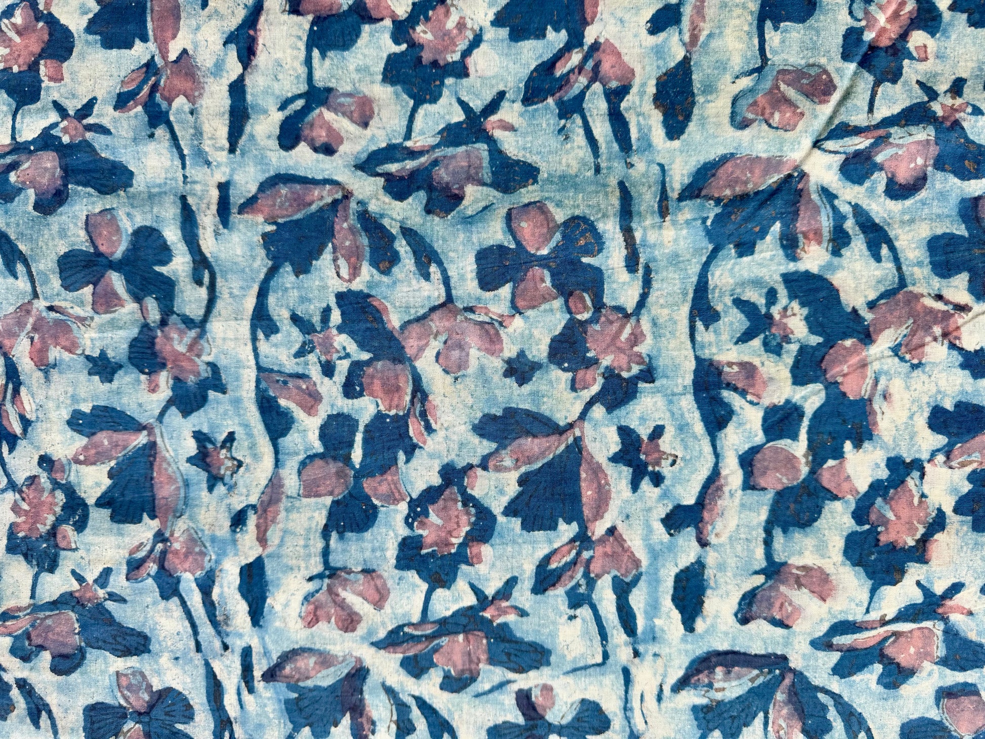 Blue floral organic luxury dog bed made in India and the USA 