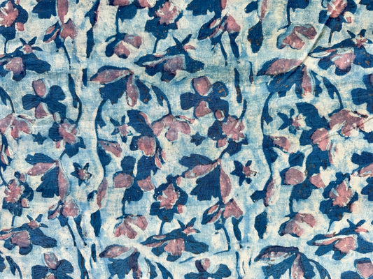 Blue floral organic luxury dog bed made in India and the USA 