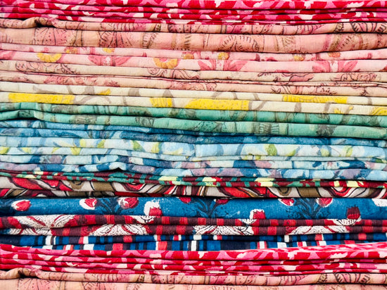 Patterned organic handcrafted block print organic hand-dyed fabrics