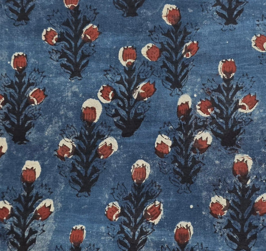 Raja Doggo Blue and pink floral organic cotton luxury dog bed