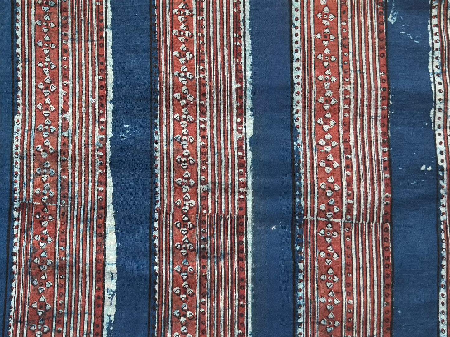 Blue red white blockprint stripe organic cotton dog bed