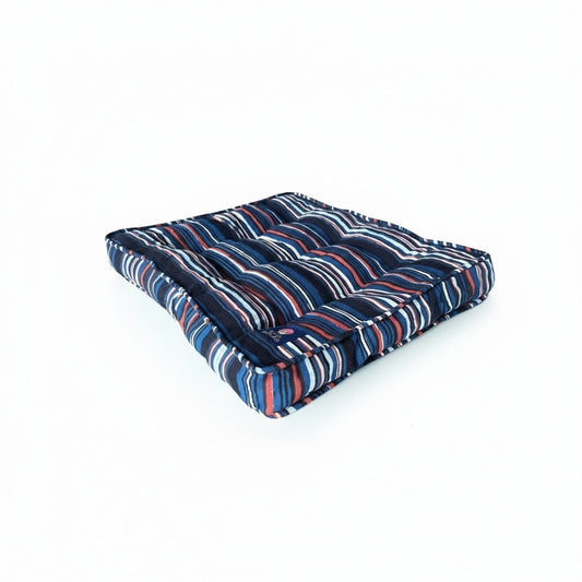 Red white and blue handcrafted organic cotton luxury dog bed made in USA
