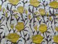 Yellow floral organic blockprinted fabric handmade in India