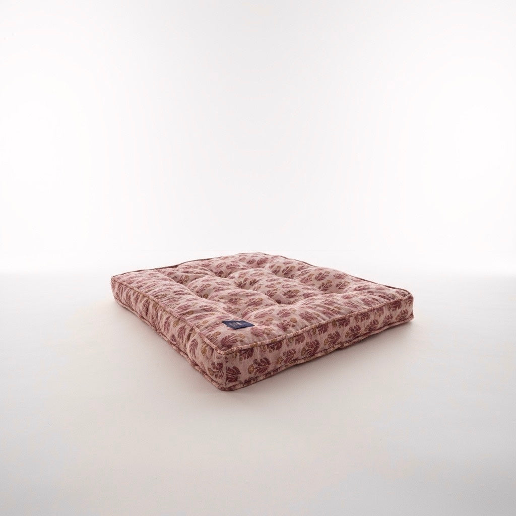 Raja Doggo Pink Floral Block-Printed Luxury Pet Cushion