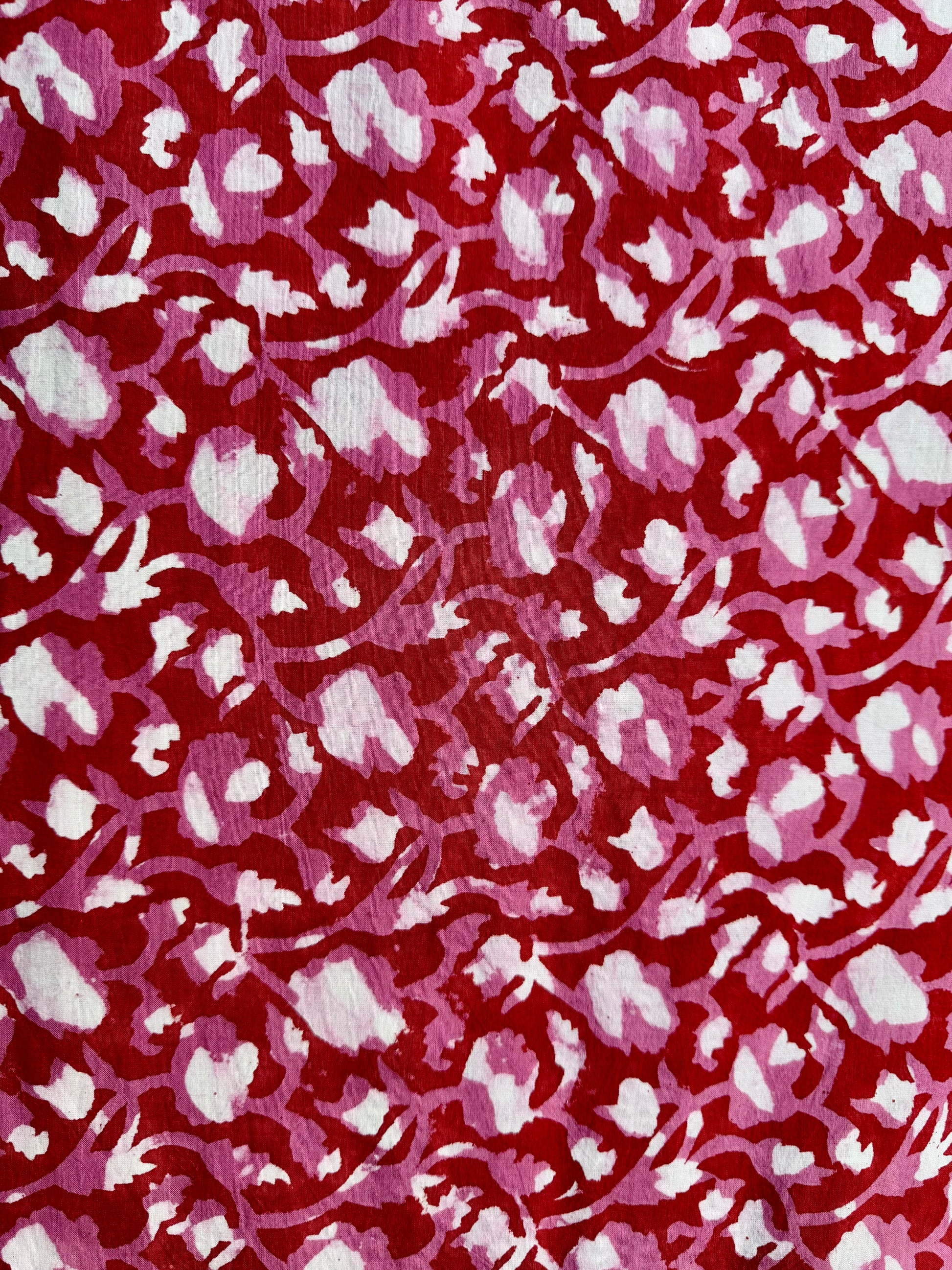 Red and pink floral camouflage organic cotton dog bed