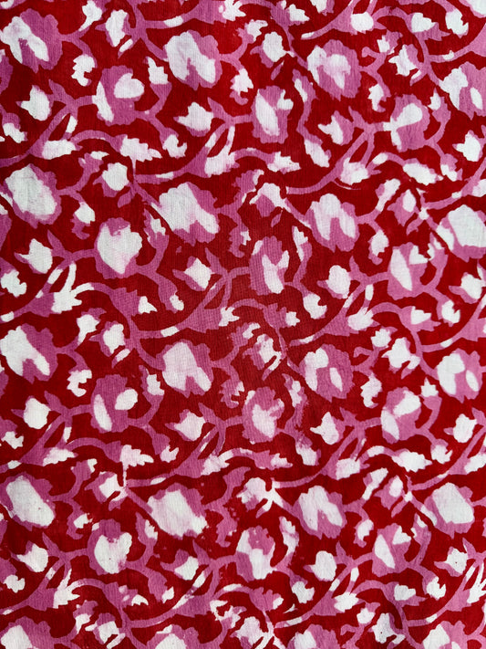 Red and pink floral camouflage organic cotton dog bed