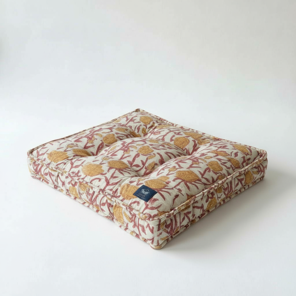 Yellow and Pink Floral Pet Bed